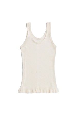 Sheer Rib Frill Hem Knit Tank -WHITE (31261365603)