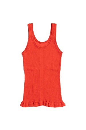Sheer Rib Frill Hem Knit Tank -RED(31261365603)