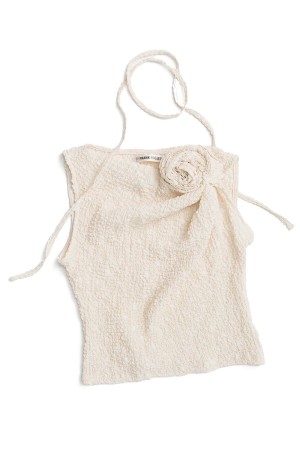 Rose Motif Ripple Top -WHITE(31261416211)