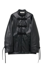 Black china button leather jacket - Black (TD-26AW-CT51)