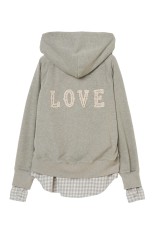 LOVE embroidery layerd zip hoodie - Gray (TD-26AW-JK62)