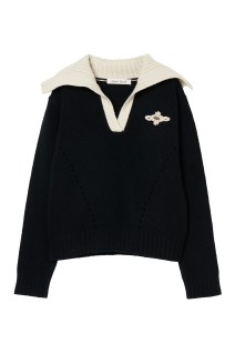 big collar knit pullover - Black (TD-26AW-KN53)