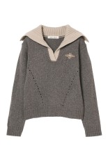 big collar knit pullover - Smoky Brown (TD-26AW-KN53)