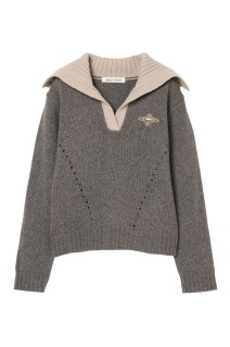 big collar knit pullover - Black (TD-26AW-KN53)