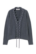 lace crochet knit ribbon cardigan - Gray (TD-26AW-KN51)