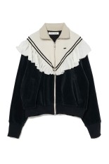 frill corduroy track jacket - Black (TD-25AW-JK53)
