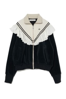 frill corduroy track jacket - Black (TD-25AW-JK53)