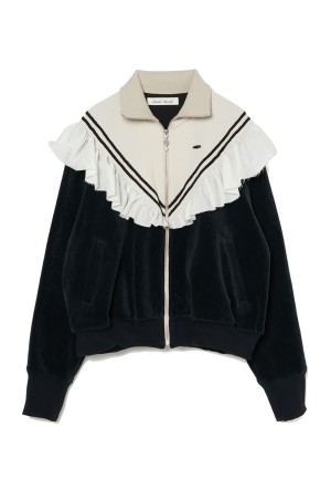 frill corduroy track jacket - Black (TD-25AW-JK53)