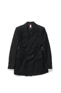 WOOL FLANNEL DOUBLE-BREASTED JACKET - BLACK (FTC264-0209B)