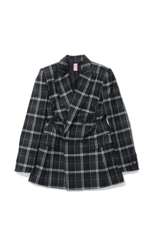 WOOL FLANNEL DOUBLE-BREASTED JACKET - BLACK (FTC264-0209B)