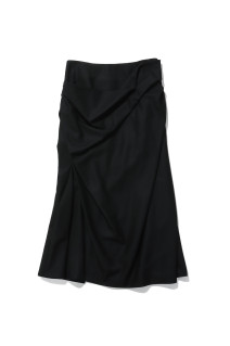FLANNEL DRAPED SKIRT - BLACK (FTC264-0503B)