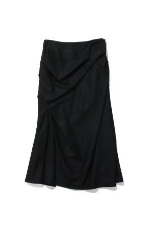 FLANNEL DRAPED SKIRT - BLACK (FTC264-0503B)