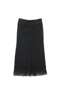 SATIN JERSEY DRAPED SKIRT - BLACK (FTC264-0407B)