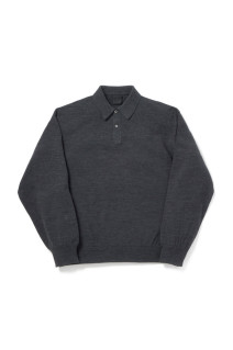 W's TECH KNIT POLO L/S Brewed Protein(TM) - CHARCOAL (BE-71026WL)