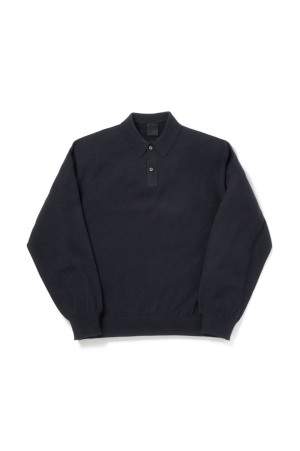 W's TECH KNIT POLO L/S Brewed Protein(TM) - NAVY (BE-71026WL)