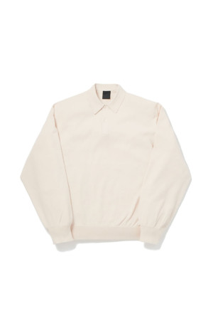 W's TECH KNIT POLO L/S Brewed Protein(TM) - OFF WHITE (BE-71026WL)