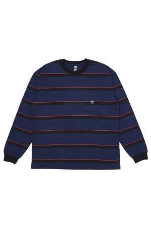 L/S AUTHENTIC BORDER TEE / NAVY (CLG-CS 026-010)