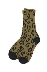 LEOPARD SOCKS / OLIVE-BLACK (CLG-AC 026-038)