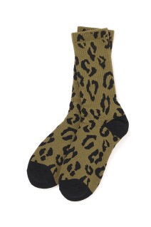 LEOPARD SOCKS / OLIVE-BLACK (CLG-AC 026-038)
