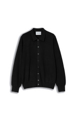 COLLARED KNIT MAFIA SHIRT - Black (26FW-MS10-022)
