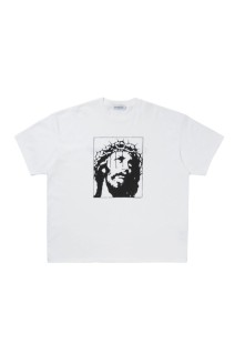 Print S/S Tee - JESUS - White (CTE-26S355)