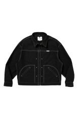 Cotton Serge Trucker Jacket - Black x White (CTE-26S211)