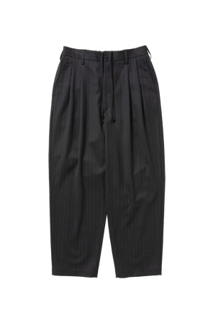 Wool Gabardine 2 Tuck Easy Trousers - Stripe (CTE-26A105)