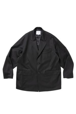 Wool Gabardine Single Breasted Jacket - Stripe (CTE-26A203)