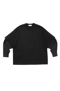 Spanish Pima Layered Sleeve Boxy L/S Tee - Black (CTE-26A303)
