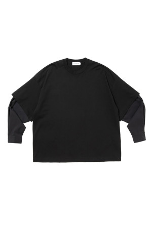 Spanish Pima Layered Sleeve Boxy L/S Tee - Black (CTE-26A303)