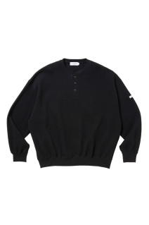 N/C Waffle Henley Sweatshirt - Black (CTE-26A318)