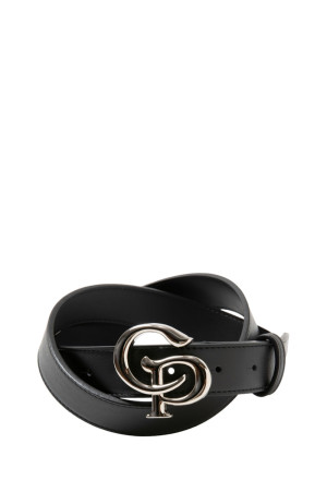 Symbol Buckle Leather Belt - Black x Silver (CTE-26A519)