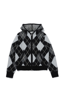 KENT ZIP UP HOODIE - GRAPHITE ARGYLE (NM-3000-GA-2)