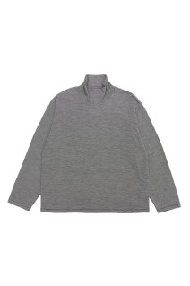 WOOL BORDER JERSEY TURTLE NECK - BLACK (263-60109)