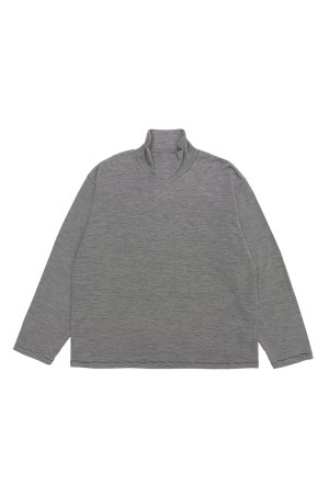 WOOL BORDER JERSEY TURTLE NECK - BLACK (263-60109)
