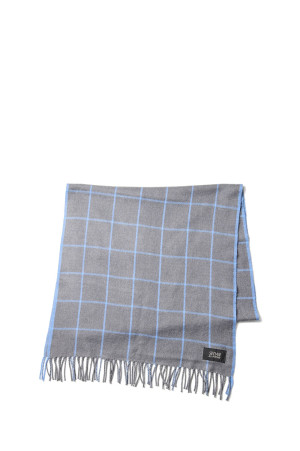 Cashmere Wool Grid Stole - Grey / Blue (SD26F-AC03)
