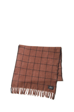 Cashmere Wool Grid Stole - Brown / Black (SD26F-AC03)