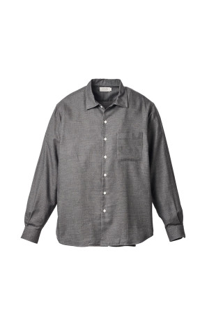 Micro Plaid Open Collar Shirt - Grey (SD26F-SH02)