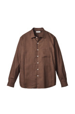 Micro Plaid Open Collar Shirt - Brown (SD26F-SH02)