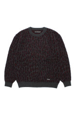 LEOPARD MOHAIR JACQUARD CREW NECK SWEATER / CHARCOAL (26FW-WMK-KN16)
