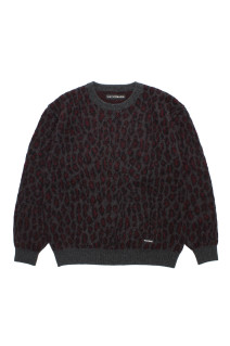 LEOPARD MOHAIR JACQUARD CREW NECK SWEATER / CHARCOAL (26FW-WMK-KN16)