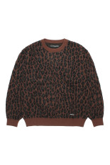 LEOPARD MOHAIR JACQUARD CREW NECK SWEATER / BROWN (26FW-WMK-KN16)