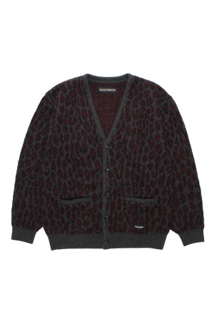 LEOPARD MOHAIR JACQUARD CARDIGAN / CHARCOAL (26FW-WMK-KN17)