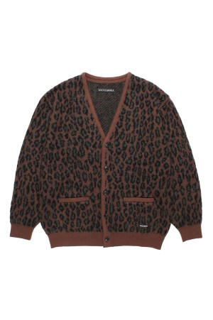 LEOPARD MOHAIR JACQUARD CARDIGAN / BROWN (26FW-WMK-KN17)
