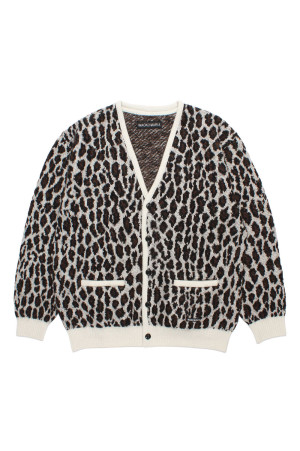 LEOPARD MOHAIR JACQUARD CARDIGAN / WHITE (26FW-WMK-KN17)