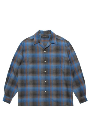 OMBRE CHECK OPEN COLLAR SHIRT L/S ( TYPE-6 ) / BLUE (26FW-WMS-OC11)