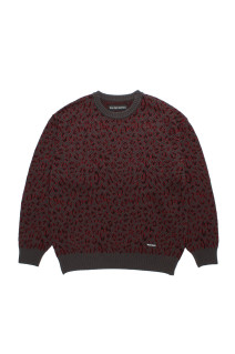 LEOPARD JACQUARD CREW NECK SWEATER / CHARCOAL (26FW-WMK-KN12)