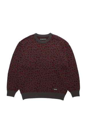 LEOPARD JACQUARD CREW NECK SWEATER / CHARCOAL (26FW-WMK-KN12)