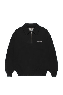 HEAVY WEIGHT PULLOVER HARF ZIP SWEAT SHIRT / BLACK (26FW-WMC-SS10)