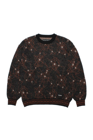 MOHAIR JACQUARD CREW NECK SWEATER ( TYPE-2 ) / BLACK-ORANGE (26FW-WMK-KN18)